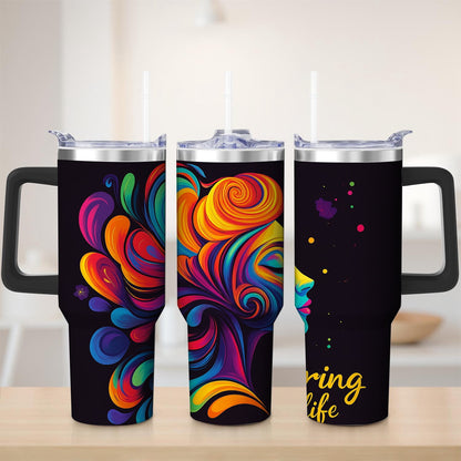 Frostbuddy™ Premium Vibrant Abstract Swirl Stainless Steel Tumbler, 30oz - Insulated Travel Tumbler Cup
