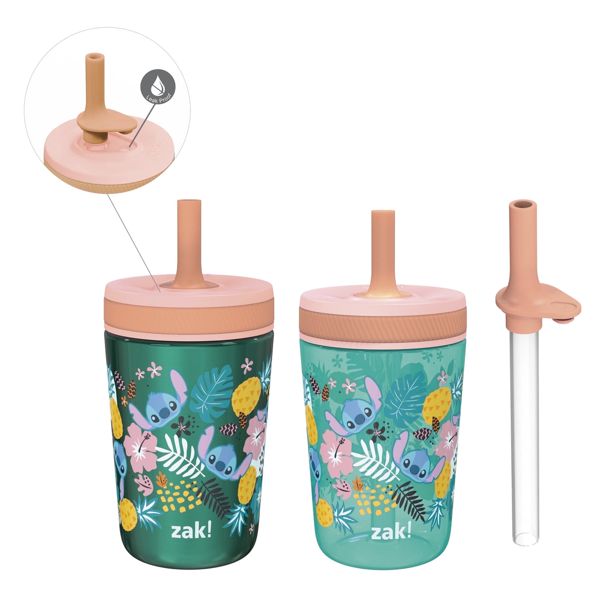 Frostbuddy™ Zak Designs 12oz and 15oz 2-Pack Straw Tumbler Stainless Steel - Insulated Travel Tumbler Cup