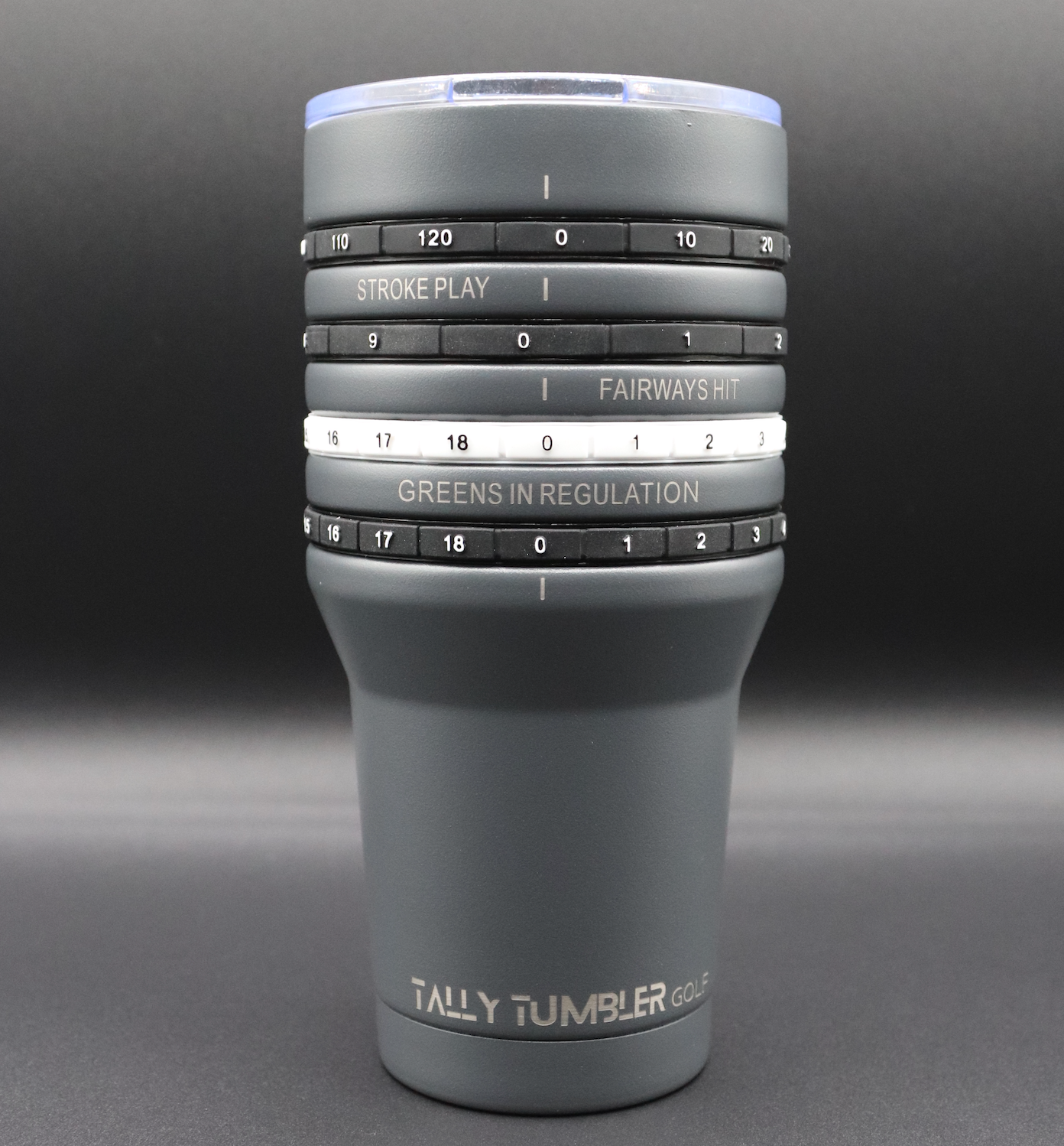 Tally Tumbler Golf Fairway Steel Gray 30oz Scorekeeping Insulated Drinking Tumbler