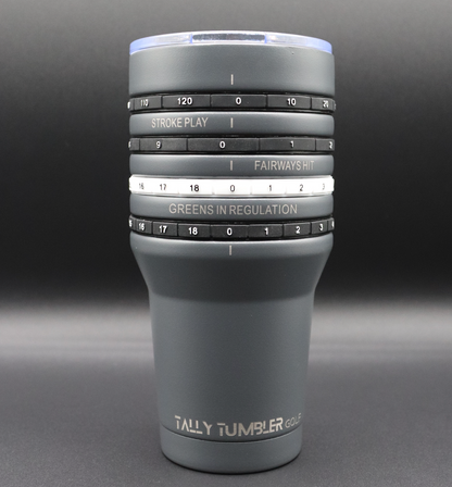 Tally Tumbler Golf Fairway Steel Gray 30oz Scorekeeping Insulated Drinking Tumbler