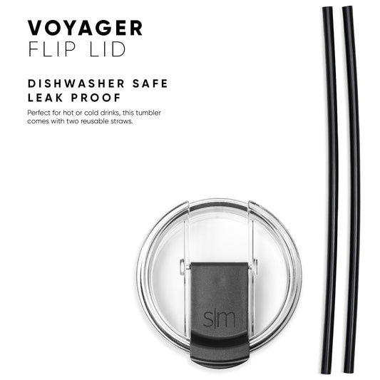 Simple Modern 16oz Voyager Travel Mug Tumbler w/ Clear Flip Lid & Straw - Coffee Cup Vacuum Insulated Flask 18/8 Stainless Steel Hydro Water Bottle -Midnight Black